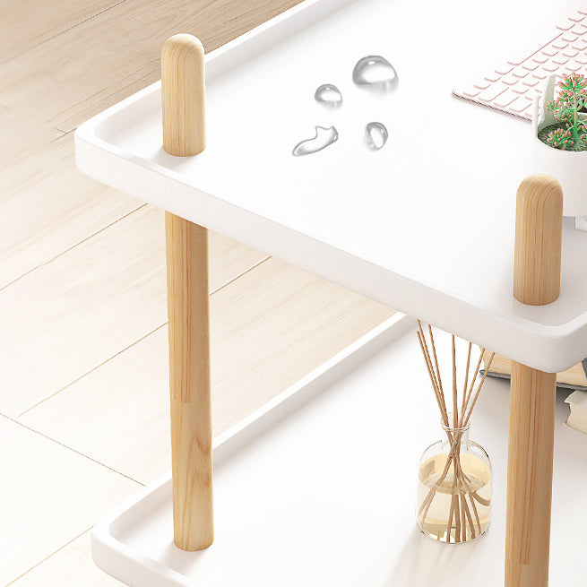 Minimalist Wood Rectangular 2-Tier Wheeled End Table
