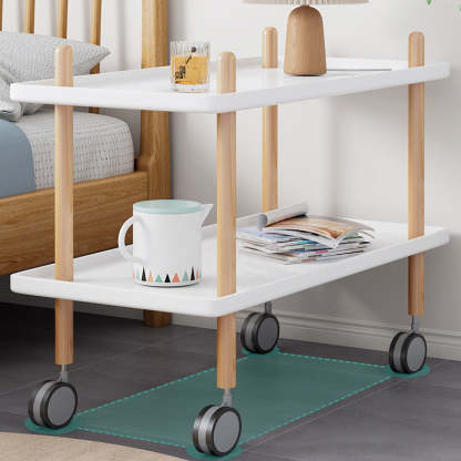 Minimalist Wood Rectangular 2-Tier Wheeled End Table