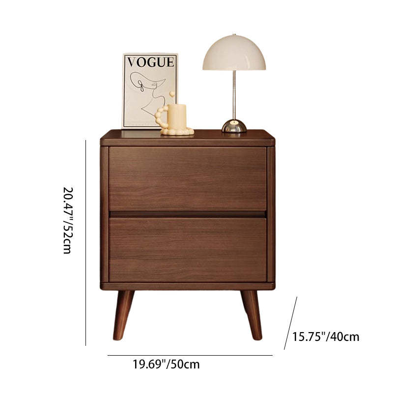 Minimalist Solid Wood Rectangular 2/3-Drawer Nightstand — 3 / Walnut