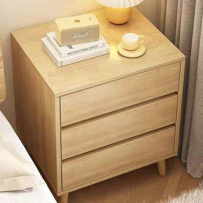 Minimalist Solid Wood Rectangular 2/3-Drawer Nightstand