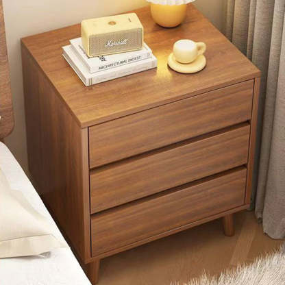 Minimalist Solid Wood Rectangular 2/3-Drawer Nightstand — 2 / Walnut