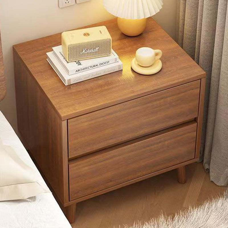 Minimalist Solid Wood Rectangular 2/3-Drawer Nightstand — 3 / Wood Color