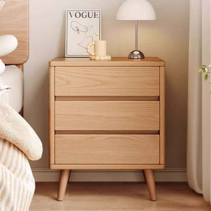 Minimalist Solid Wood Rectangular 2/3-Drawer Nightstand