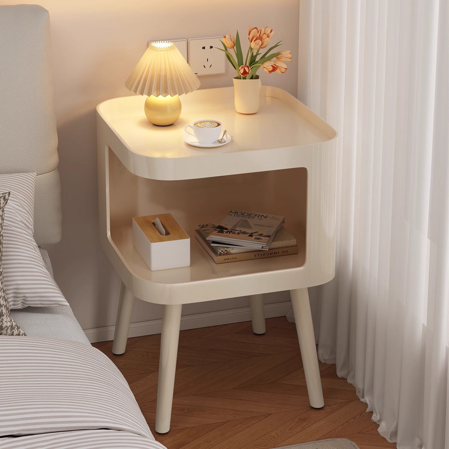 Contemporary Stainless Steel 2-Tier End Table