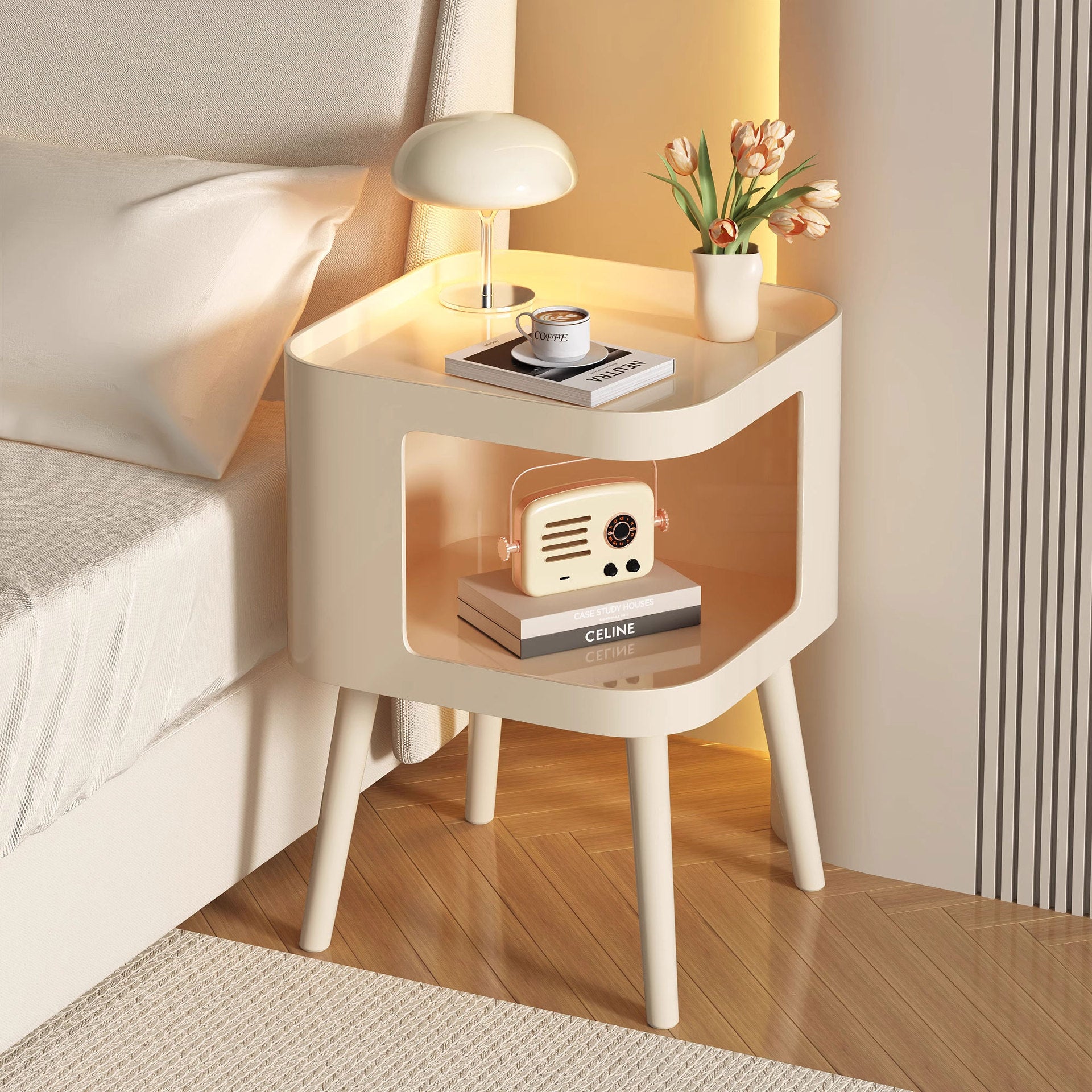 Contemporary Stainless Steel 2-Tier End Table