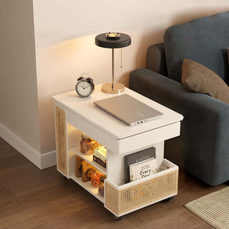 White mid-century end wheels end & side tables