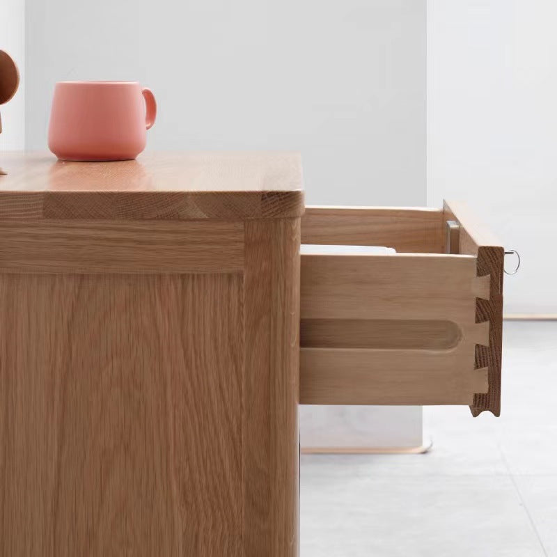 Minimalist Rubber Wood 2-Drawer Rounded Nightstand