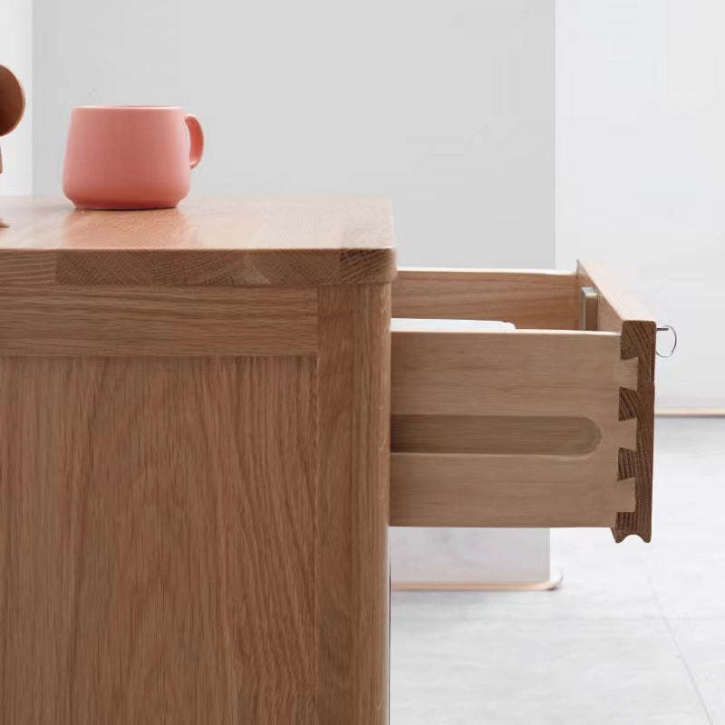 Minimalist Rubber Wood 2-Drawer Rounded Nightstand