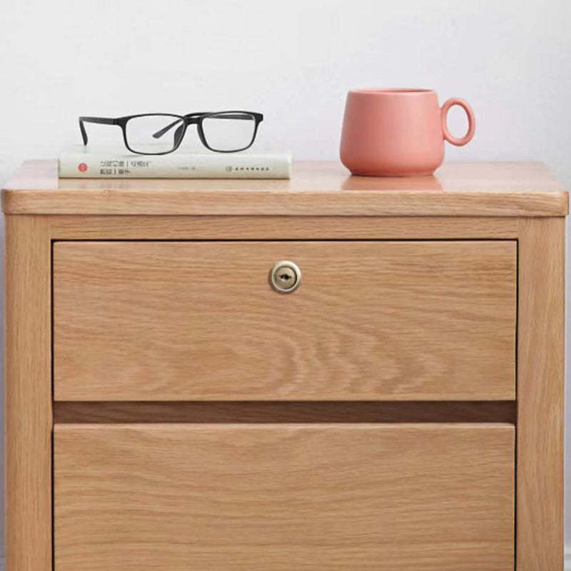 Minimalist Rubber Wood 2-Drawer Rounded Nightstand