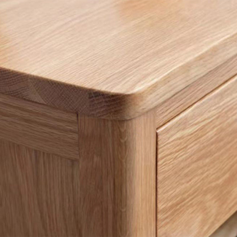 Minimalist Rubber Wood 2-Drawer Rounded Nightstand