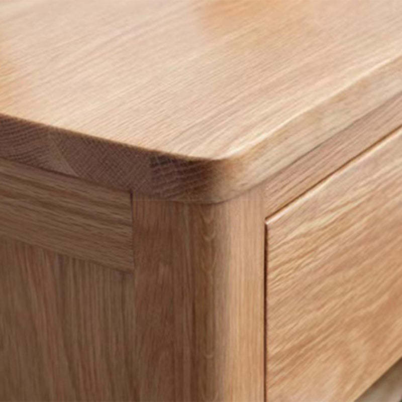 Minimalist Rubber Wood 2-Drawer Rounded Nightstand