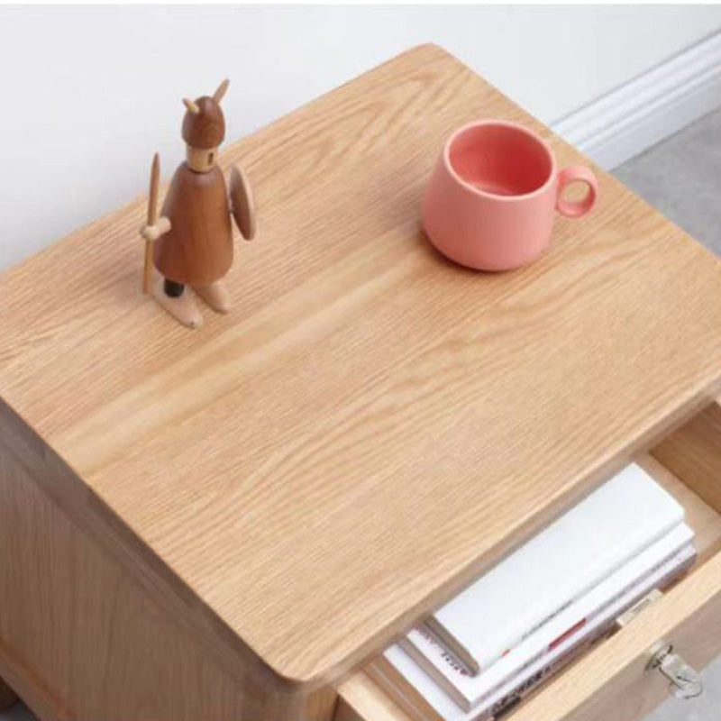 Minimalist Rubber Wood 2-Drawer Rounded Nightstand