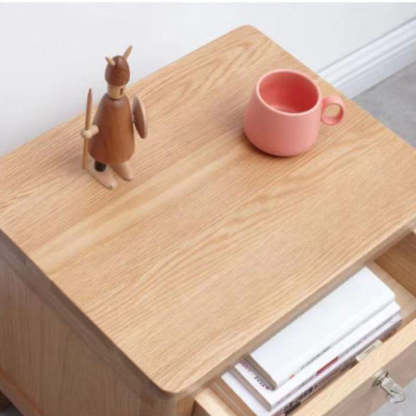 Minimalist Rubber Wood 2-Drawer Rounded Nightstand