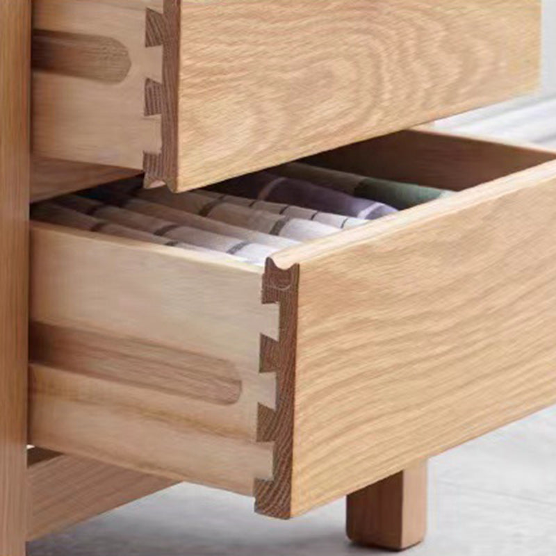 Minimalist Rubber Wood 2-Drawer Rounded Nightstand