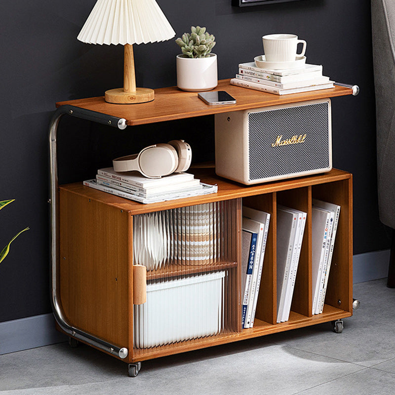 Minimalist Bamboo Glass Metal Movable End Table — A / Black
