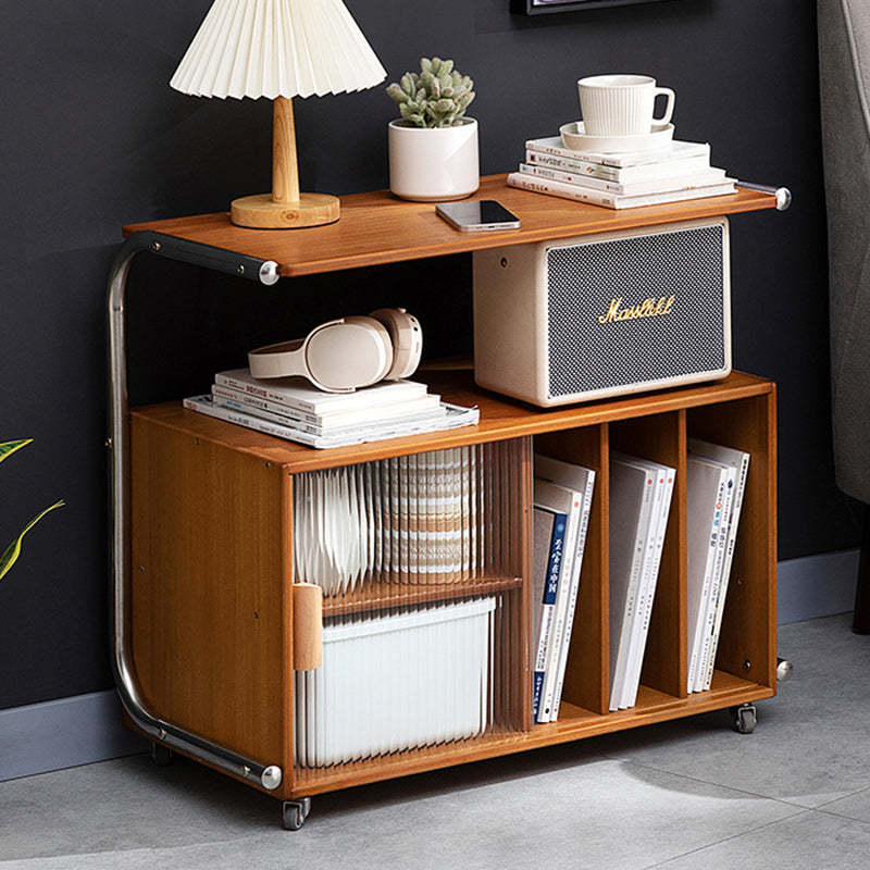 Minimalist Bamboo Glass Metal Movable End Table — A / Black