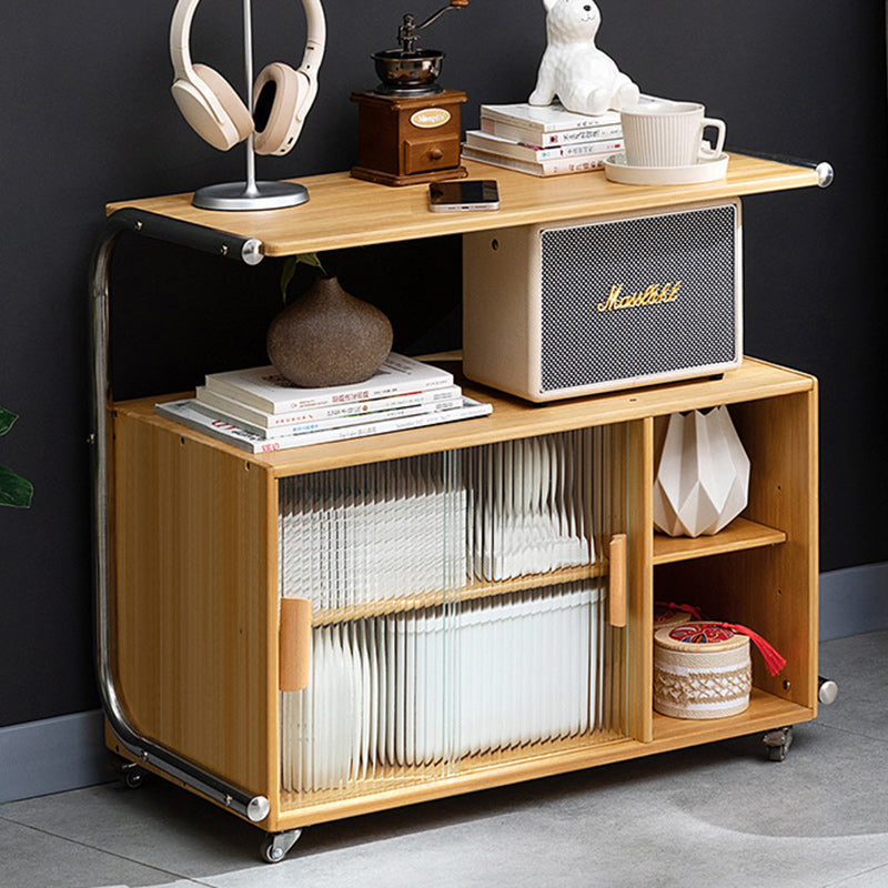 Minimalist Bamboo Glass Metal Movable End Table