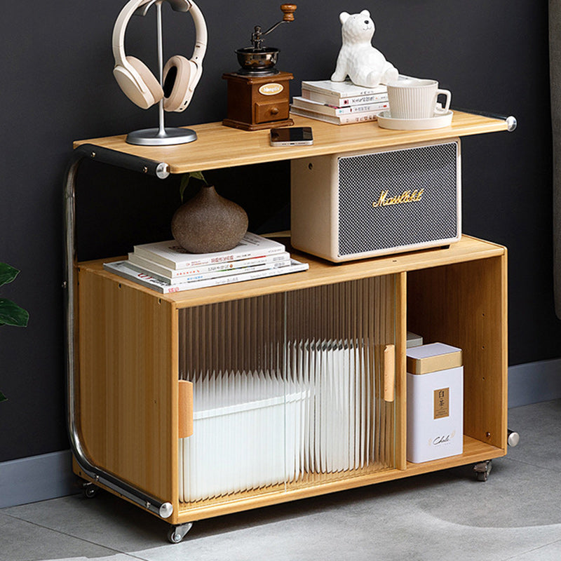 Minimalist Bamboo Glass Metal Movable End Table — A / Teal