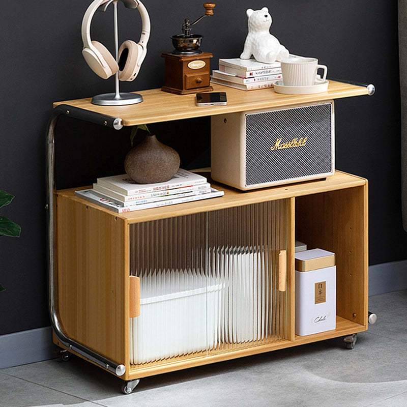 Minimalist Bamboo Glass Metal Movable End Table — A / Teal