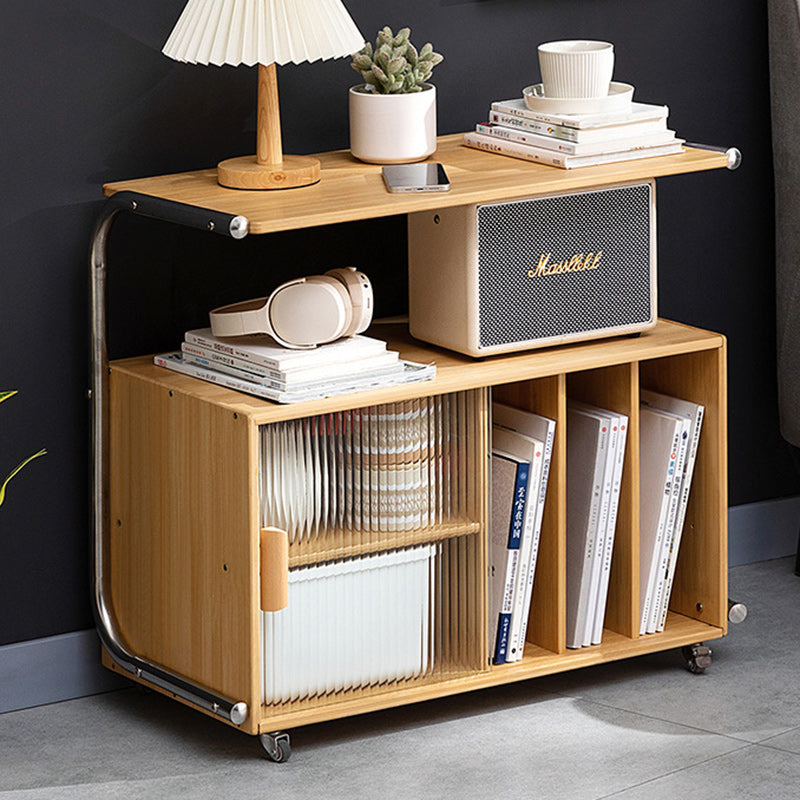 Minimalist Bamboo Glass Metal Movable End Table