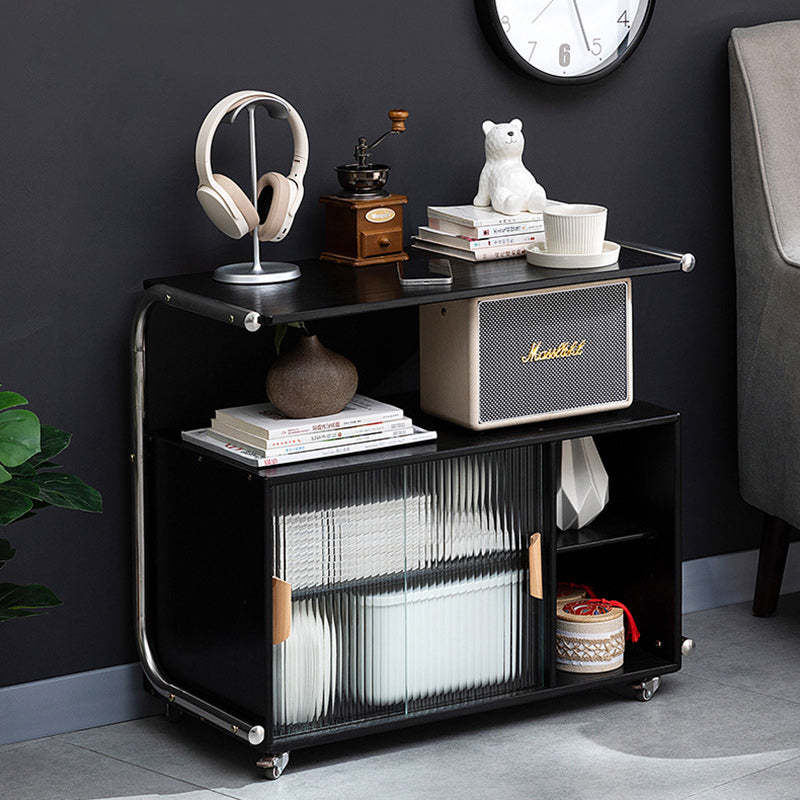 Minimalist Bamboo Glass Metal Movable End Table