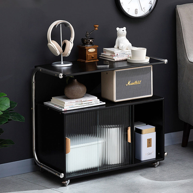 Minimalist Bamboo Glass Metal Movable End Table