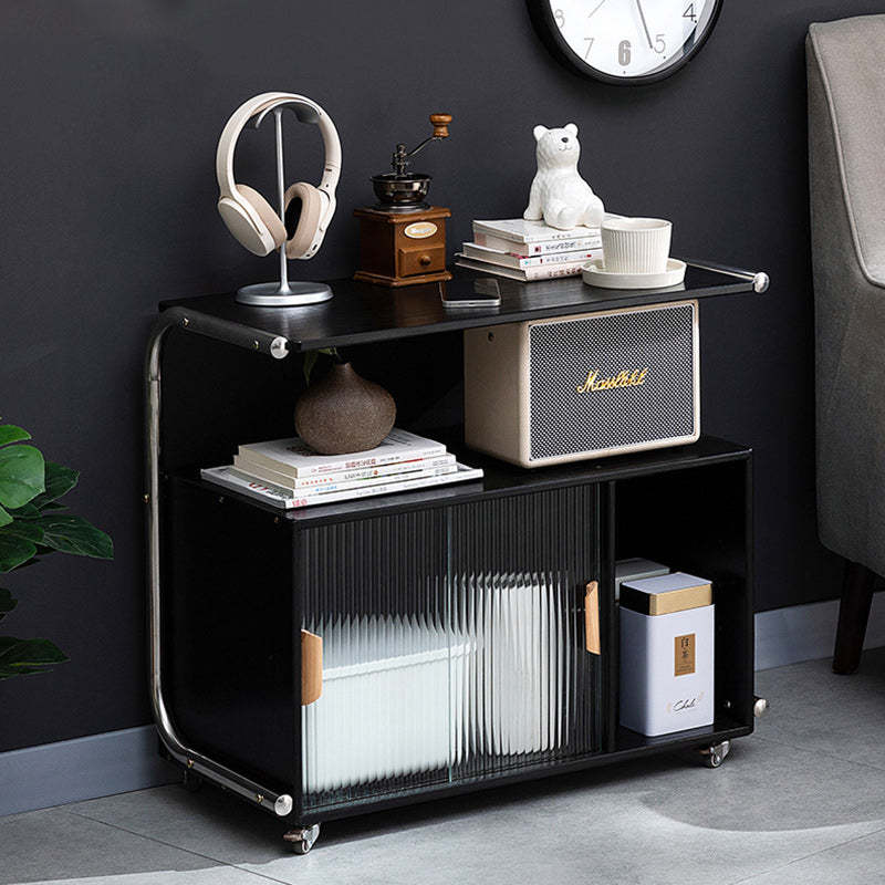 Minimalist Bamboo Glass Metal Movable End Table
