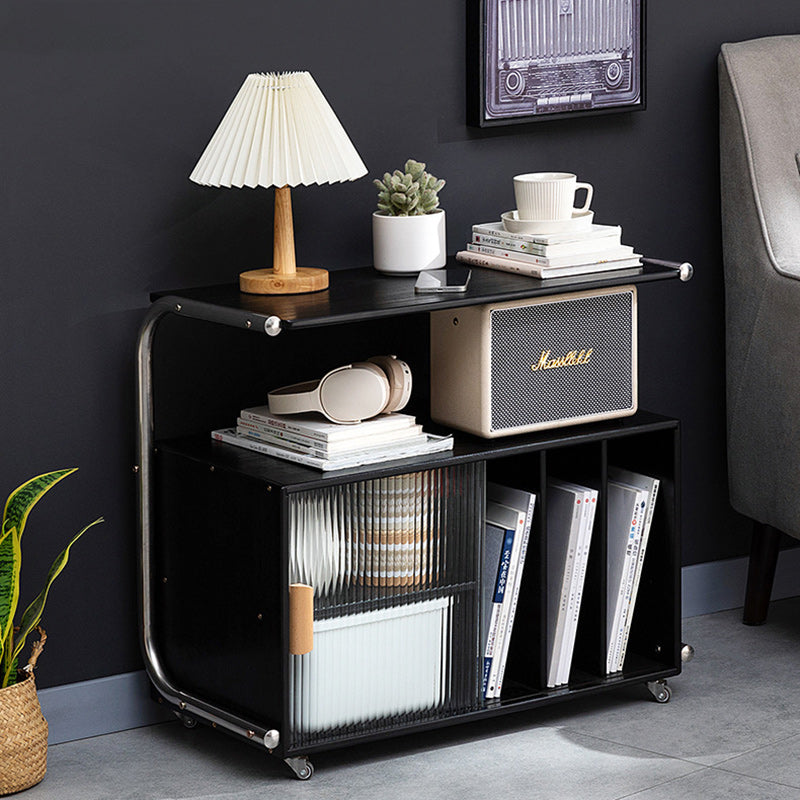 Minimalist Bamboo Glass Metal Movable End Table