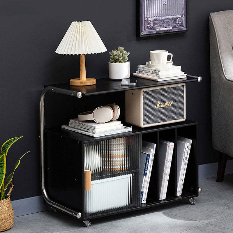 Minimalist Bamboo Glass Metal Movable End Table