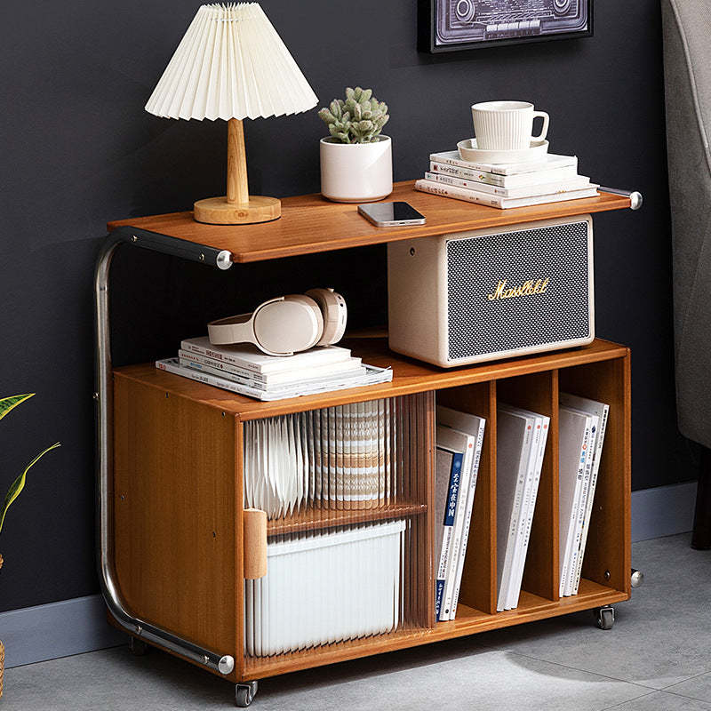 Minimalist Bamboo Glass Metal Movable End Table — C / Teal