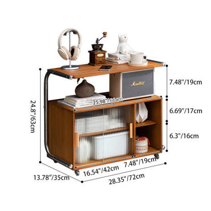 Minimalist Bamboo Glass Metal Movable End Table — B / Black