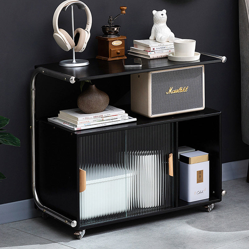 Minimalist Bamboo Glass Metal Movable End Table