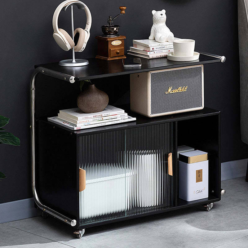 Minimalist Bamboo Glass Metal Movable End Table