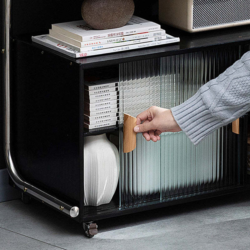Minimalist Bamboo Glass Metal Movable End Table — C / Black