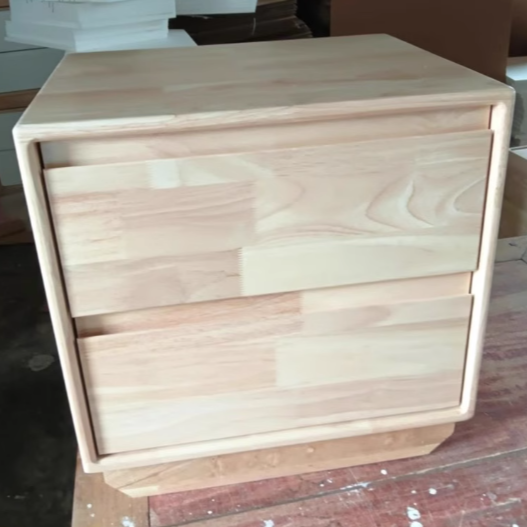 Minimalist Wood Nightstand 2-Drawer