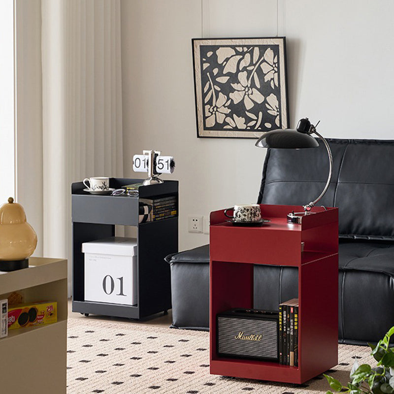 Retro Steel Movable End Table 3-Tier — White