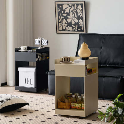 Retro Steel Movable End Table 3-Tier — Black