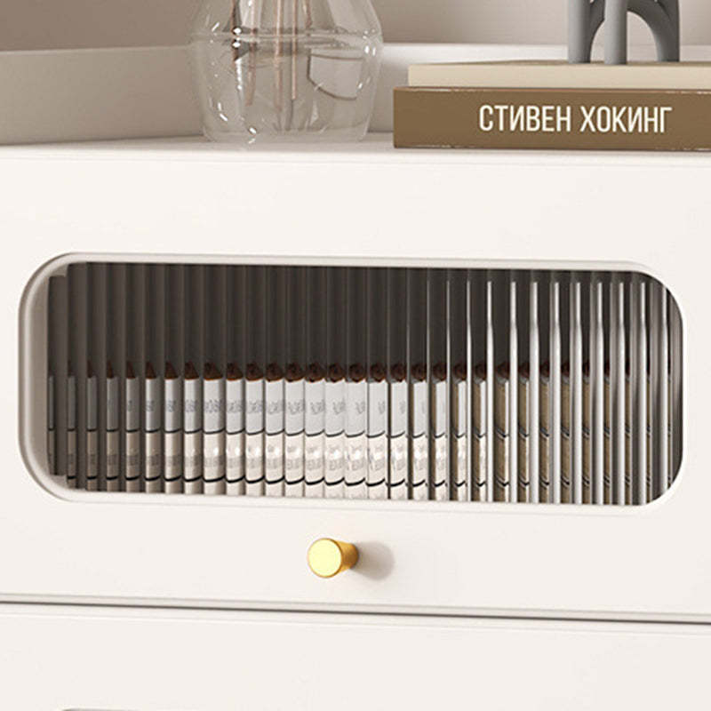 Nordic Striped Glass Slab Side Table 1/2-Cabinet
