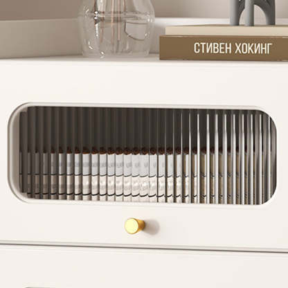 Nordic Striped Glass Slab Side Table 1/2-Cabinet