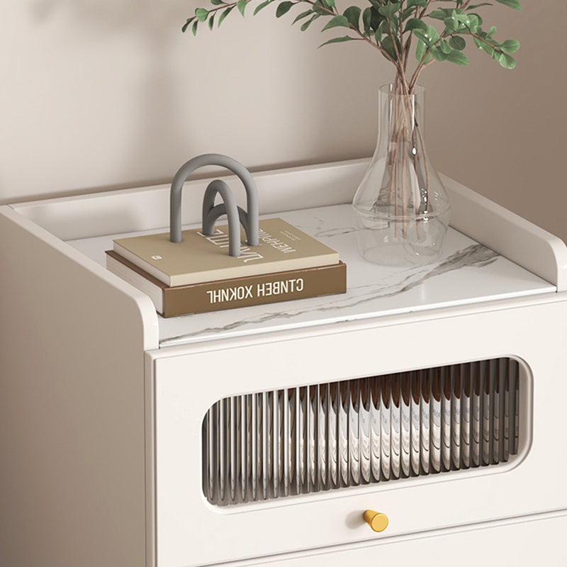 Nordic Striped Glass Slab Side Table 1/2-Cabinet