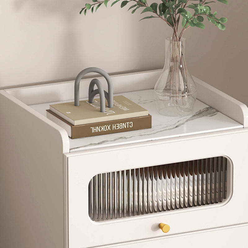 Nordic Striped Glass Slab Side Table 1/2-Cabinet