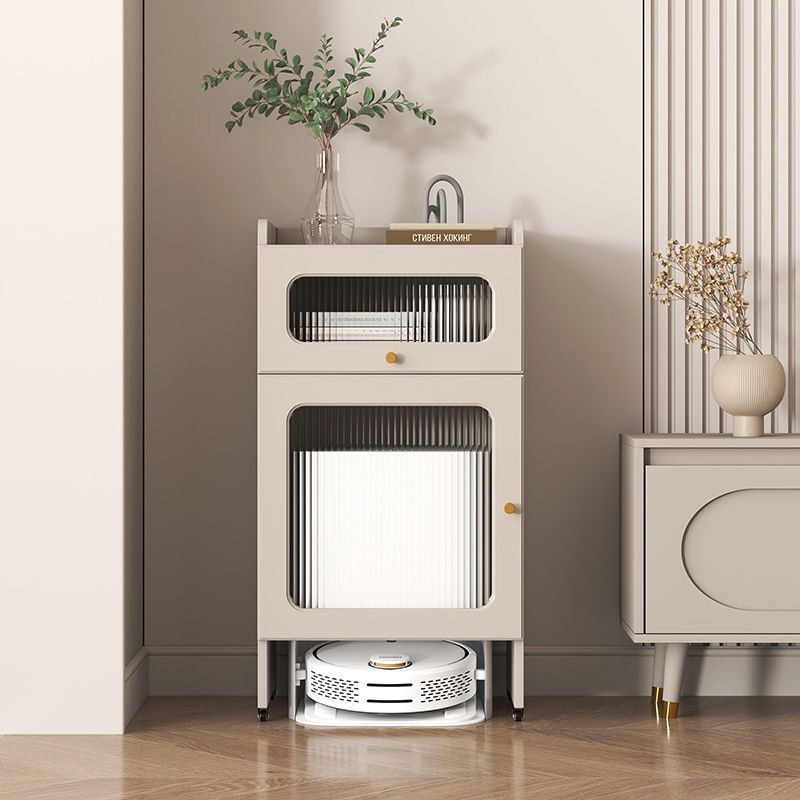 Nordic Striped Glass Slab Side Table 1/2-Cabinet