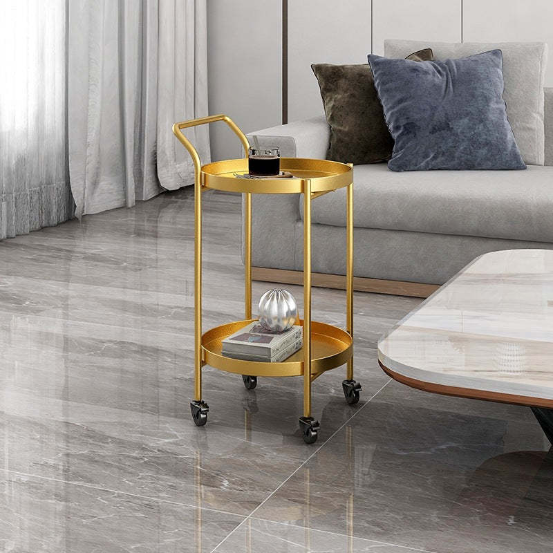 Nordic Iron Movable Side Table 2/3-Tier — 3 - With Handle / Black