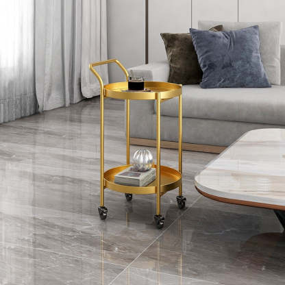Nordic Iron Movable Side Table 2/3-Tier — 3 - With Handle / Black