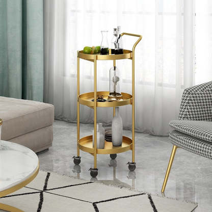 Nordic Iron Movable Side Table 2/3-Tier — 2 - Without Handle / Black