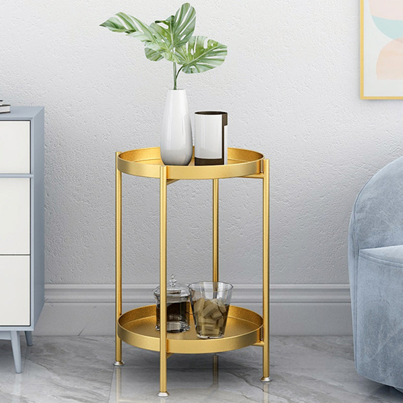 Nordic Iron Movable Side Table 2/3-Tier — 2 - With Handle / Gold