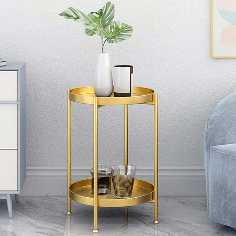 Nordic Iron Movable Side Table 2/3-Tier — 2 - With Handle / Gold