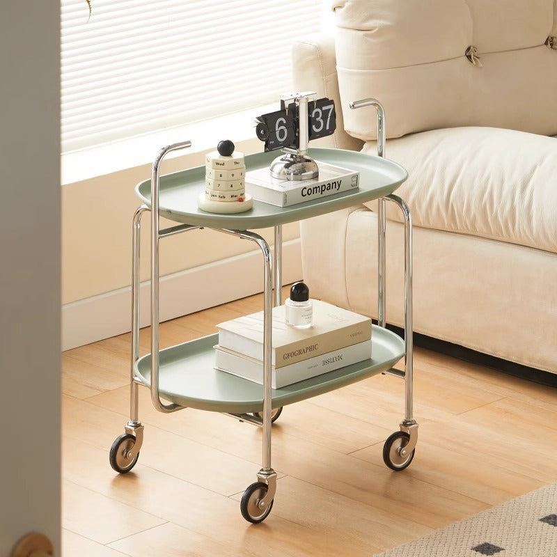 Nordic Steel Oval Movable Side Table 2-Tier