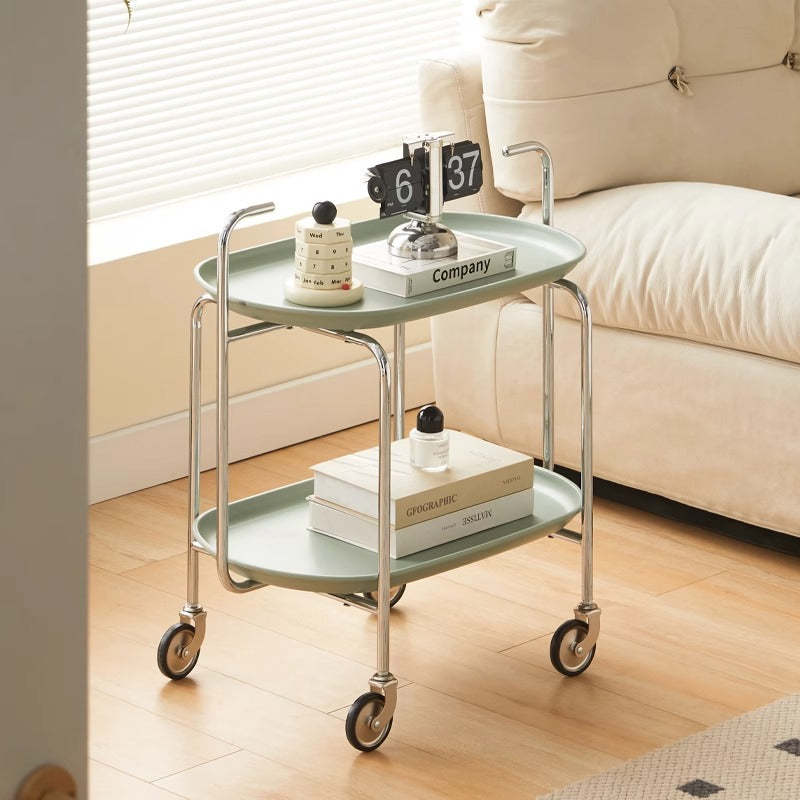 Nordic Steel Oval Movable Side Table 2-Tier