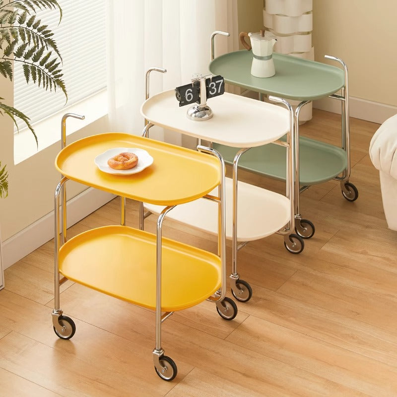 Nordic Steel Oval Movable Side Table 2-Tier